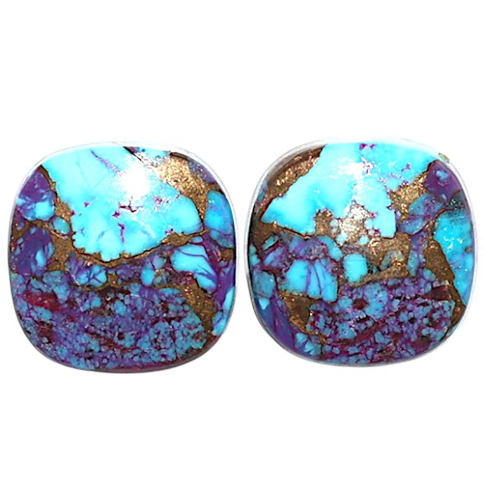 Natural Kingman Purple Dahlia Turquoise 13.2x13.2x4.2 mm Cushion Shape Polished Gemstone LS99-09520