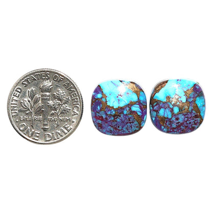 Natural Kingman Purple Dahlia Turquoise 13.2x13.2x4.2 mm Cushion Shape Polished Gemstone LS99-09520