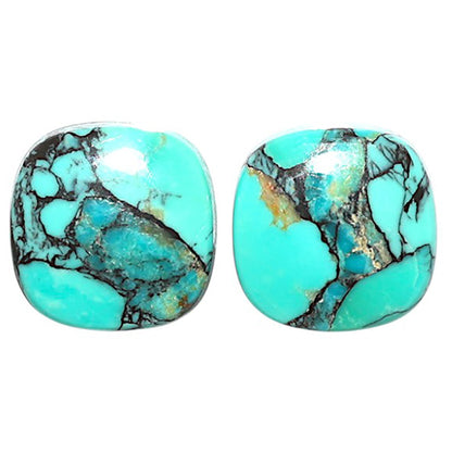 Natural Lucky Charm Tibetan Turquoise 13.2x13.2x4.2 mm Cushion Shape Polished Gemstone LS99-09521