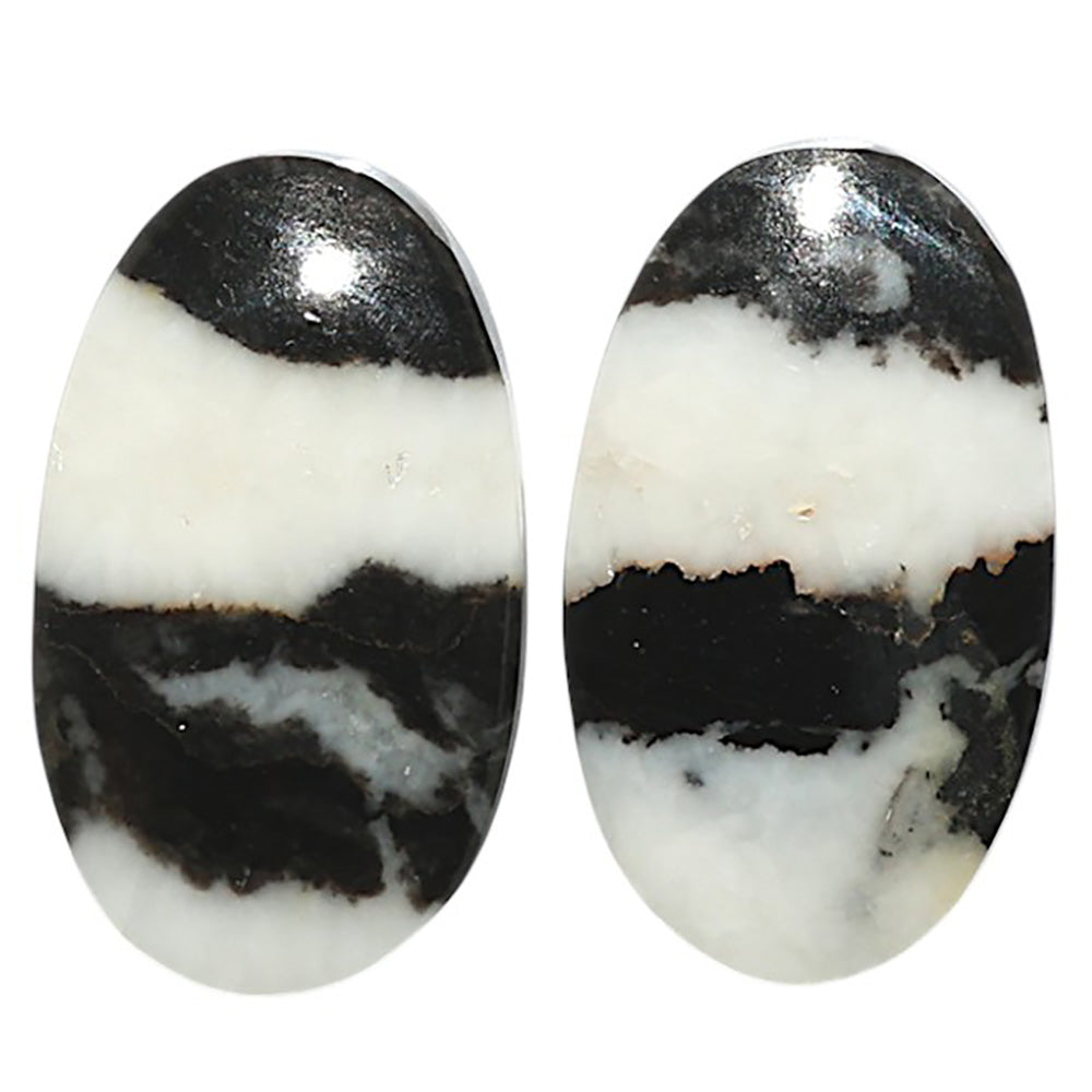 Natural Black Zebra Jasper 14.2x24.3x4.3 mm Oval Shape Polished Gemstone LS99-09526