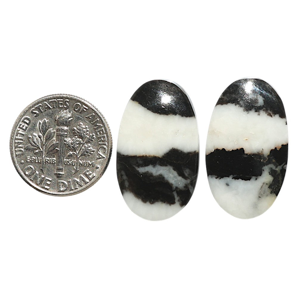 Natural Black Zebra Jasper 14.2x24.3x4.3 mm Oval Shape Polished Gemstone LS99-09526