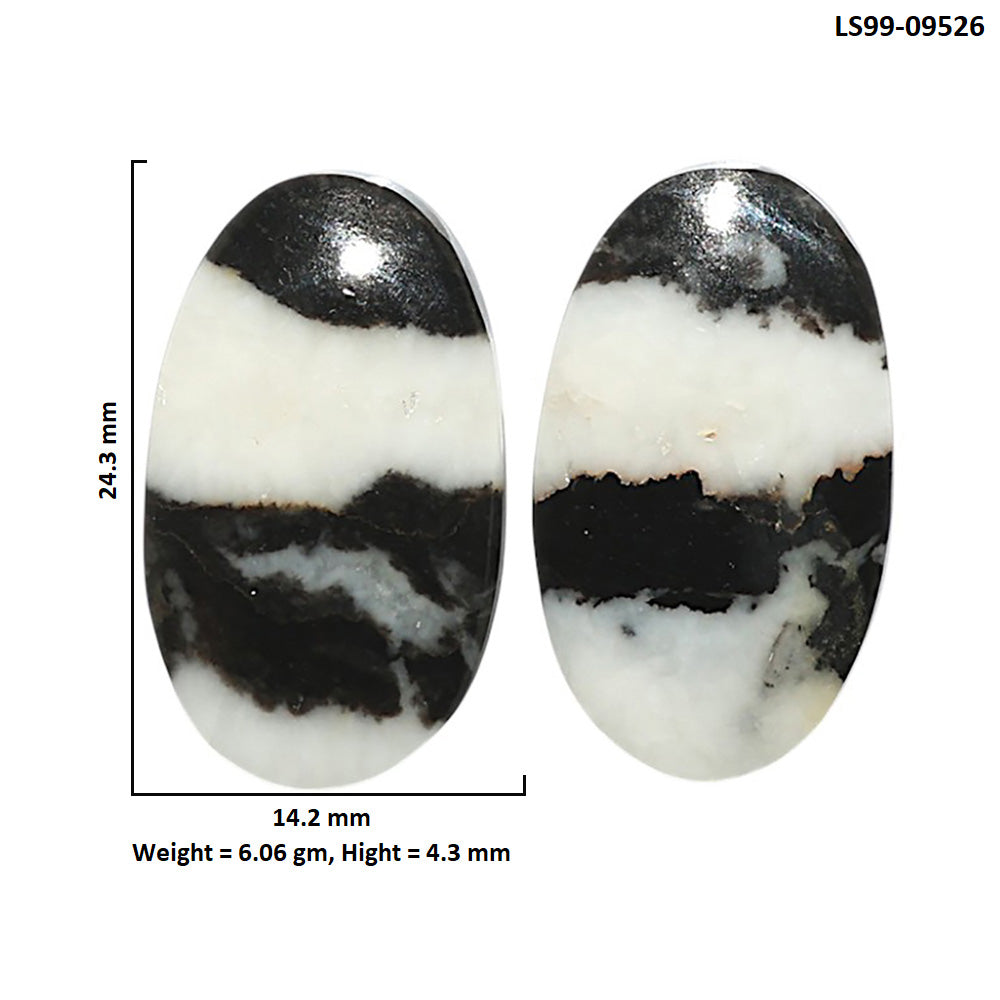 Natural Black Zebra Jasper 14.2x24.3x4.3 mm Oval Shape Polished Gemstone LS99-09526