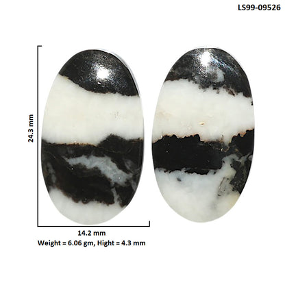 Natural Black Zebra Jasper 14.2x24.3x4.3 mm Oval Shape Polished Gemstone LS99-09526