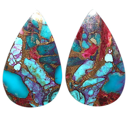 Natural Kingman Purple Dahlia Turquoise 15.75x25.7x2 mm Pear Shape Polished Gemstone LS99-09545