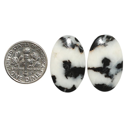 Natural Black Zebra Jasper 14.5x23.3x4.5 mm Oval Shape Polished Gemstone LS99-09547