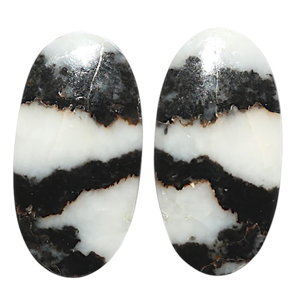 Natural Black Zebra Jasper 12.25x23.5x4 mm Oval Shape Polished Gemstone LS99-09550