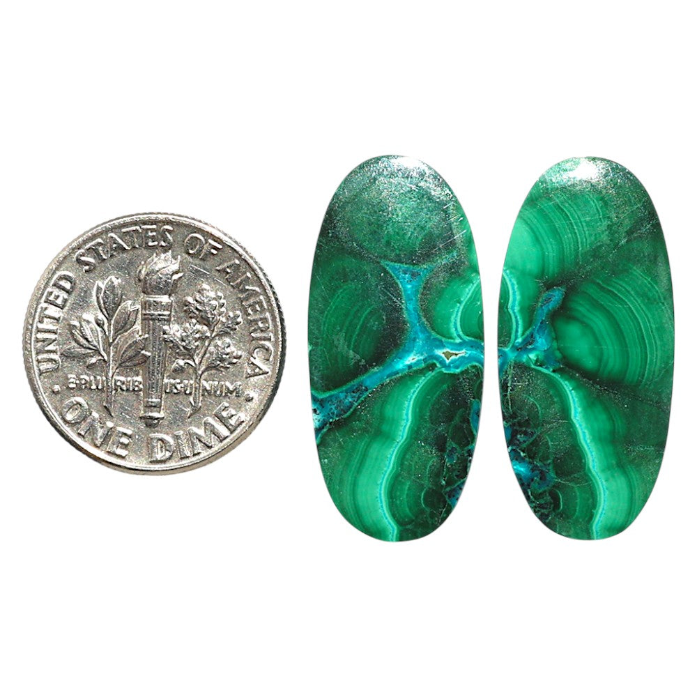 Natural Malachite Eye 12x25.9x3.7 mm Oval Shape Polished Gemstone LS99-09551