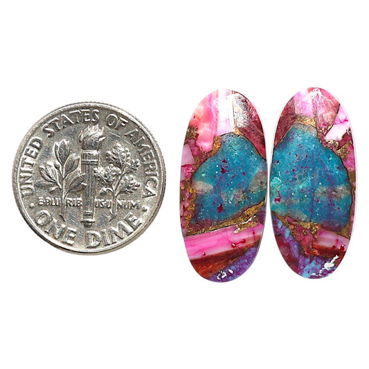 Natural Kingman Pink Dahlia Turquoise 10.15x22.3x2.3 mm Oval Shape Polished Gemstone LS99-09554