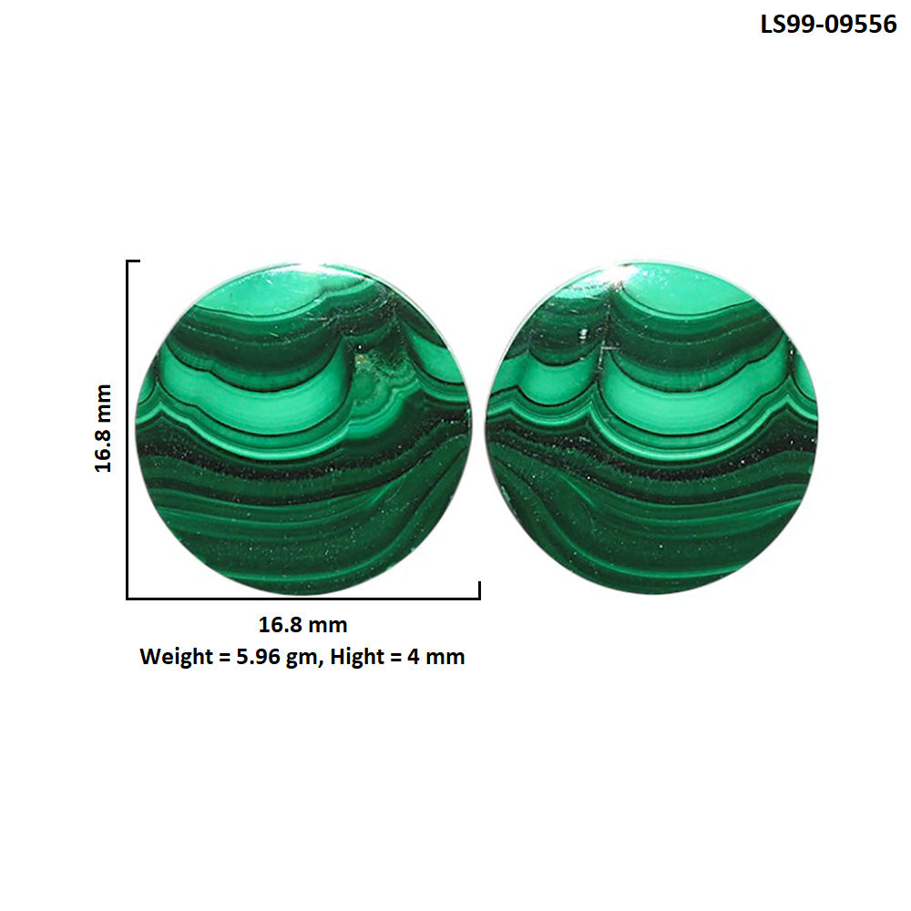Natural Malachite Eye 16.8x16.8x4 mm Round Shape Polished Gemstone LS99-09556