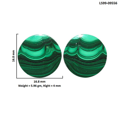 Natural Malachite Eye 16.8x16.8x4 mm Round Shape Polished Gemstone LS99-09556