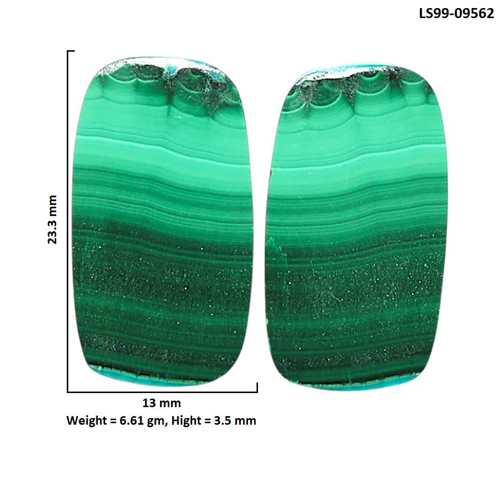 Natural Malachite Eye 13x23.3x3.5 mm Cushion Shape Polished Gemstone LS99-09562