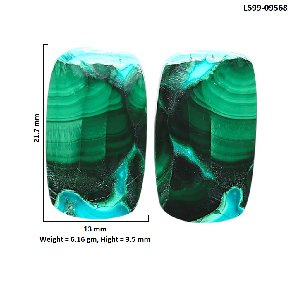 Natural Azurite In Malachite 13x21.7x3.5 mm Cushion Shape Polished Gemstone LS99-09568