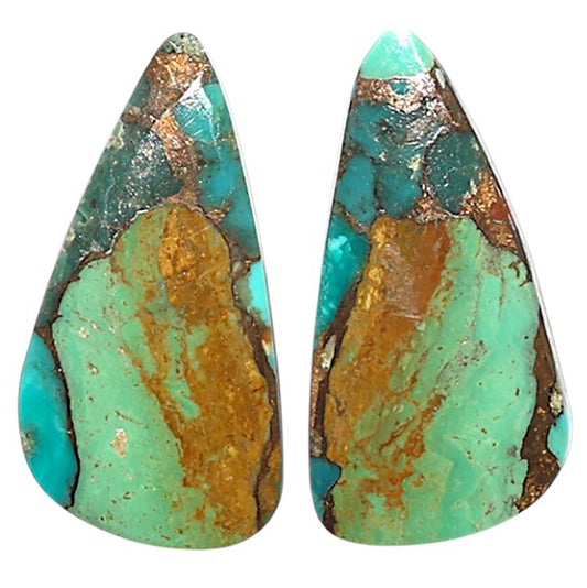 Natural Kingman Copper Teal Turquoise 11.7x23x2.7 mm Fancy Shape Polished Gemstone LS99-09570