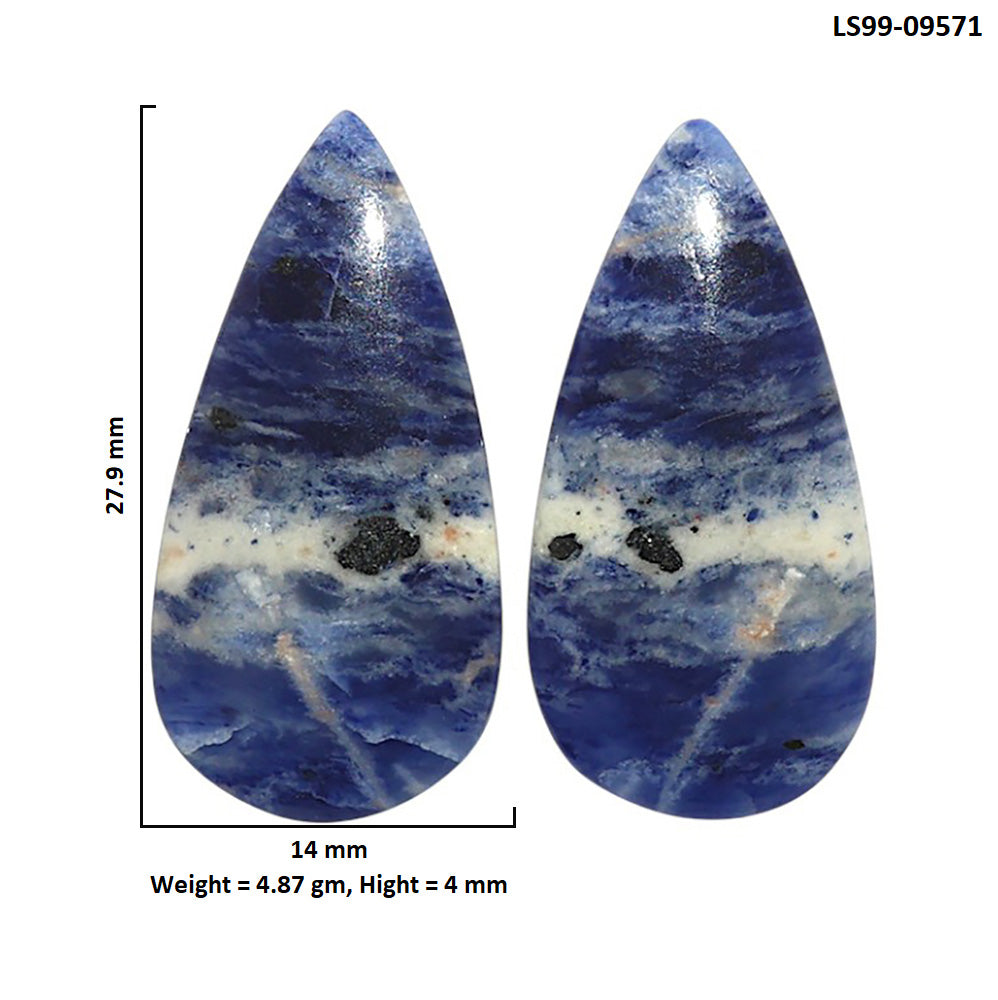 Natural Sodalite 14x27.9x4 mm Pear Shape Polished Gemstone LS99-09571