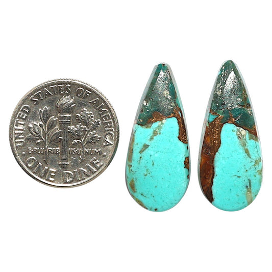 Natural Kingman Copper Teal Turquoise 10.7x24.2x4.3 mm Pear Shape Polished Gemstone LS99-09576