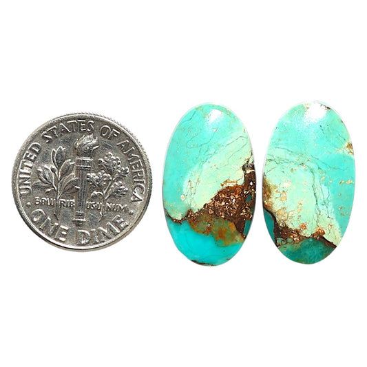 Natural Kingman Copper Teal Turquoise 12x20.8x4 mm Oval Shape Polished Gemstone LS99-09577
