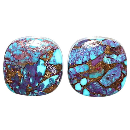 Natural Kingman Purple Dahlia Turquoise 13.2x13.2x3.5 mm Cushion Shape Polished Gemstone LS99-09583