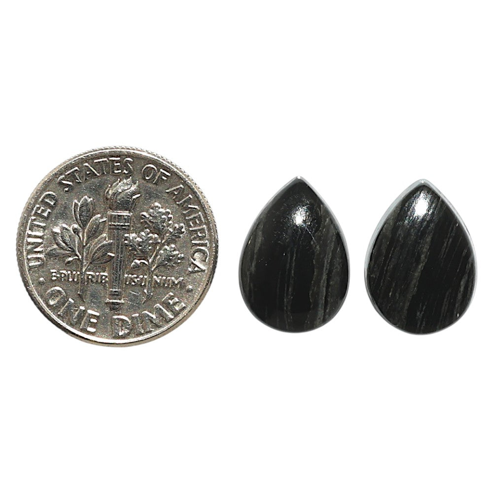 Natural Silver Leaf Obsidian 10x14x4 mm Pear Shape Polished Gemstone LS99-09585