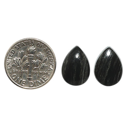 Natural Silver Leaf Obsidian 10x14x4 mm Pear Shape Polished Gemstone LS99-09585