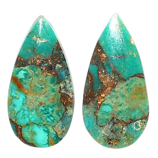 Natural Kingman Copper Teal Turquoise 9x17.9x2.5 mm Pear Shape Polished Gemstone LS99-09595