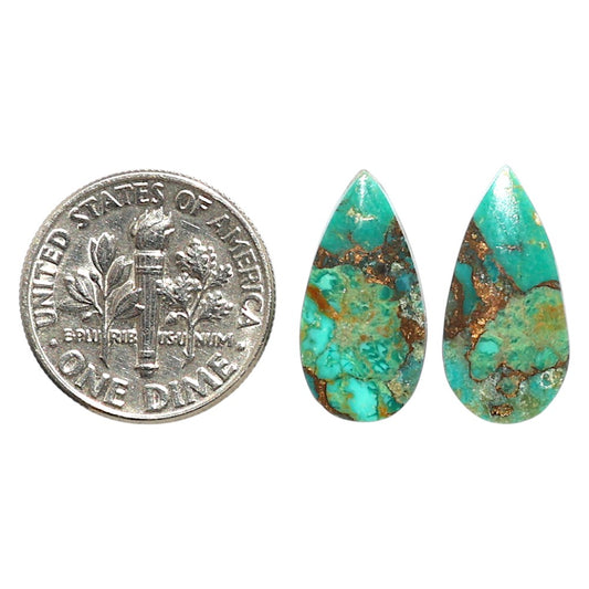 Natural Kingman Copper Teal Turquoise 9x17.9x2.5 mm Pear Shape Polished Gemstone LS99-09595