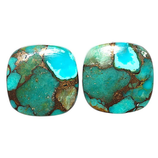 Natural Kingman Copper Teal Turquoise 17x17x3.3 mm Cushion Shape Polished Gemstone LS99-09599