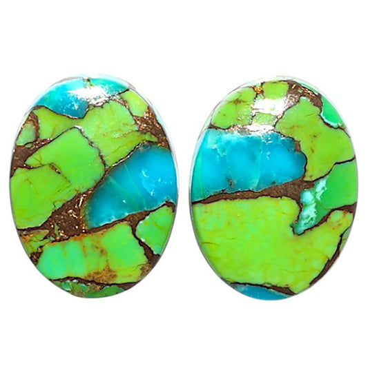 Natural Blue Turquoise In Green Mohave 12.25x16.1x3.5 mm Oval Shape Polished Gemstone LS99-09606