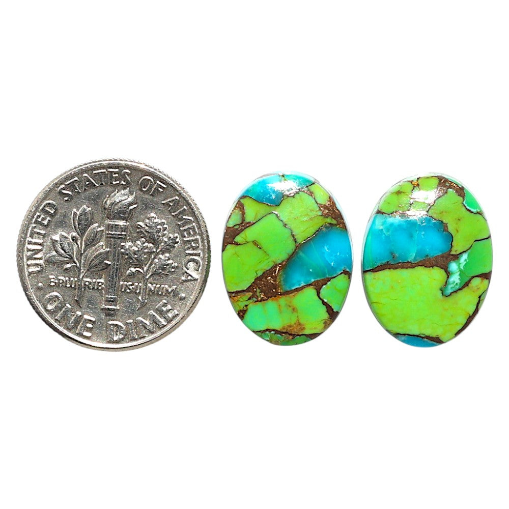 Natural Blue Turquoise In Green Mohave 12.25x16.1x3.5 mm Oval Shape Polished Gemstone LS99-09606