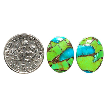 Natural Blue Turquoise In Green Mohave 12.25x16.1x3.5 mm Oval Shape Polished Gemstone LS99-09606