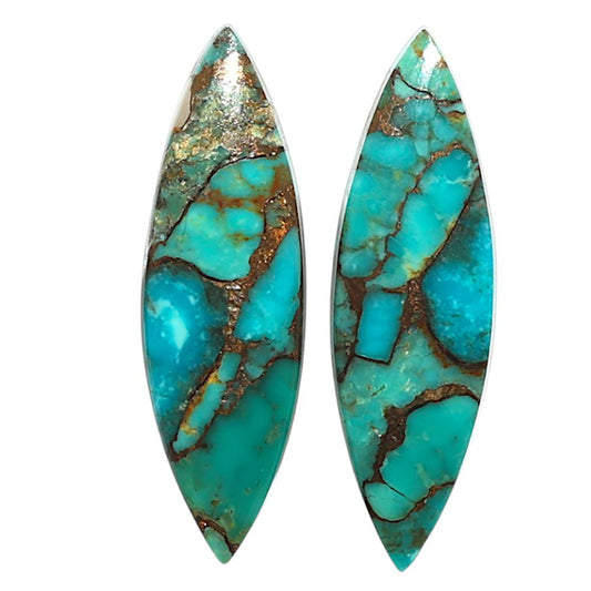 Natural Kingman Copper Teal Turquoise 9x29.25x3.3 mm Pear Shape Polished Gemstone LS99-09610