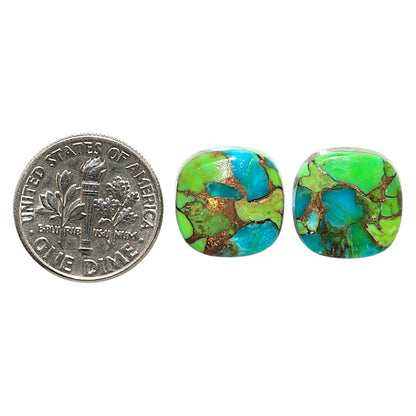 Natural Blue Turquoise In Green Mohave 13.2x13.2x4 mm Cushion Shape Polished Gemstone LS99-09616
