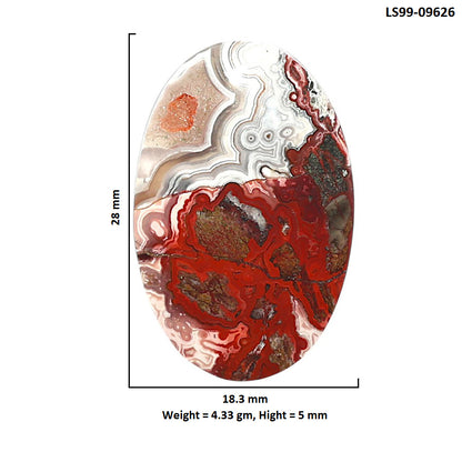 Natural Laguna Lace Agate 18.3x28x5 mm Oval Shape Polished Gemstone LS99-09626