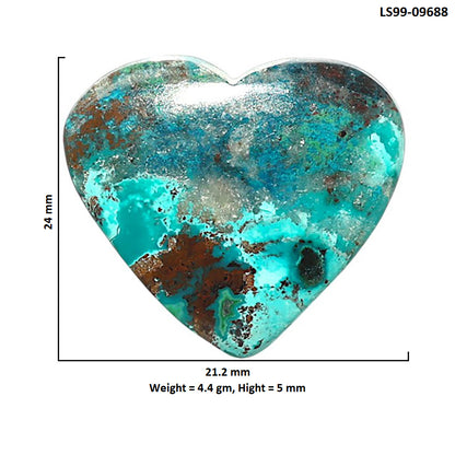 Natural Shattuckite 21.2x24x5 mm Heart Shape Polished Gemstone LS99-09688
