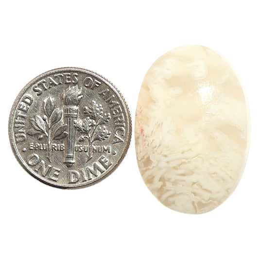 Natural White Scolecite Sphere 16.4x24.35x6 mm Oval Shape Polished Gemstone LS99-09696