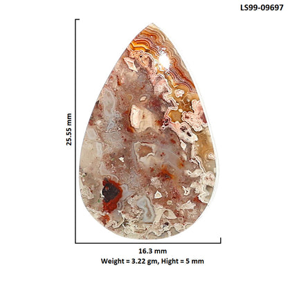 Natural Laguna Lace Agate 16.3x25.55x5 mm Pear Shape Polished Gemstone LS99-09697
