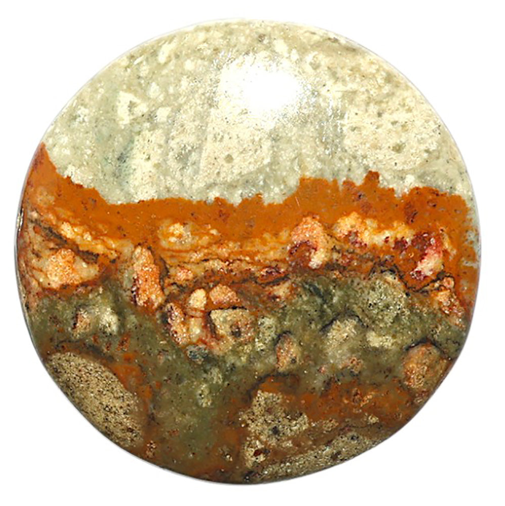 Natural Rocky Butte Picture Jasper 32.4x32.4x5 mm Round Shape Polished Gemstone LS99-09735