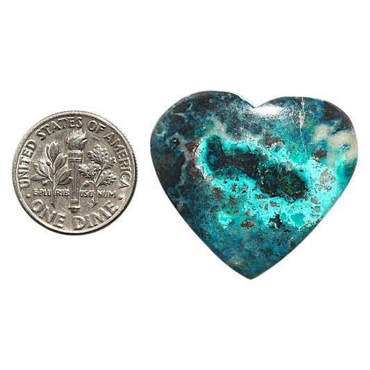 Natural Shattuckite 26.35x29.1x5.4 mm Heart Shape Polished Gemstone LS99-09759