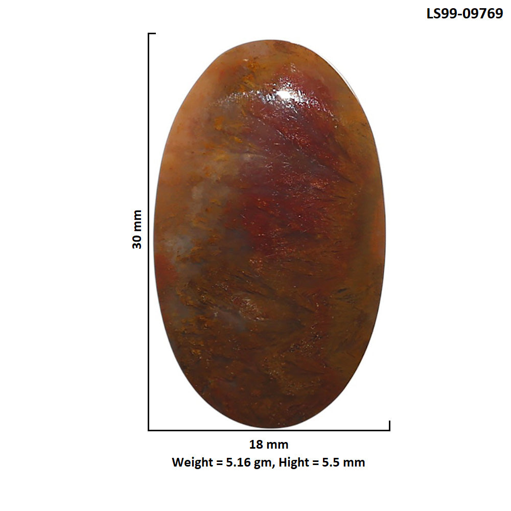 Natural Oregon Moss Agate 18x30x5.5 mm Oval Shape Polished Gemstone LS99-09769