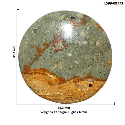 Natural Rocky Butte Picture Jasper 35.3x35.3x6 mm Round Shape Polished Gemstone LS99-09773