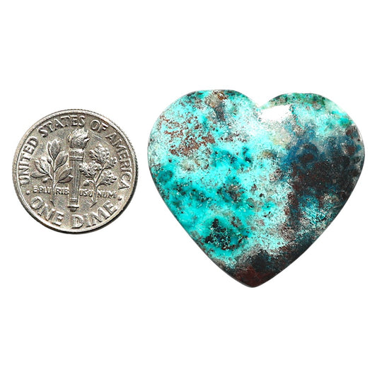 Natural Shattuckite 27.8x30.55x5.5 mm Heart Shape Polished Gemstone LS99-09791