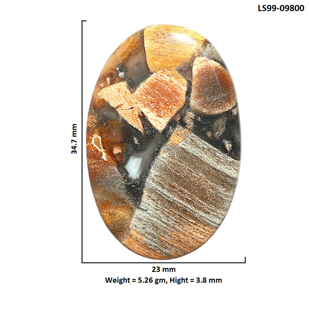 Natural Tabu Jasper 23x34.7x3.8 mm Oval Shape Polished Gemstone LS99-09800
