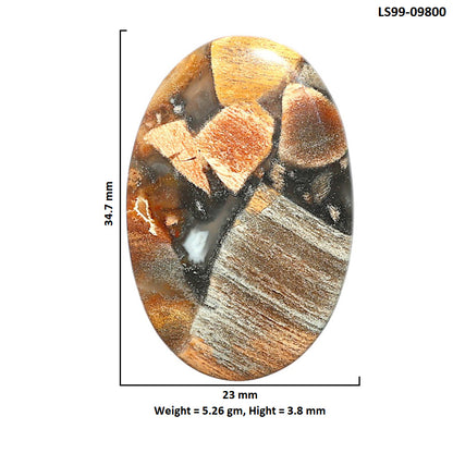 Natural Tabu Jasper 23x34.7x3.8 mm Oval Shape Polished Gemstone LS99-09800