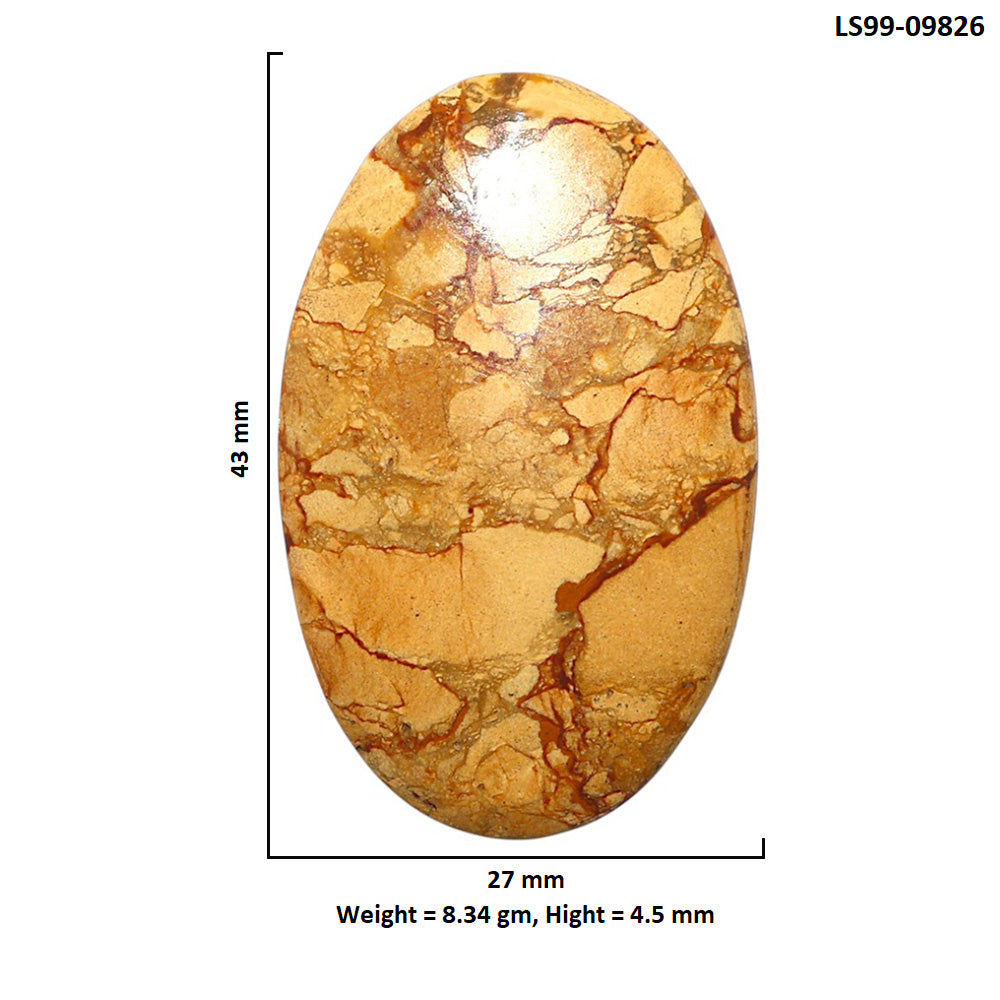 Natural Picture Jasper 27x43x4.5 mm Oval Shape Polished Gemstone LS99-09826