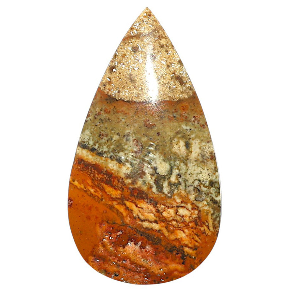 Natural Rocky Butte Picture Jasper 19x34.4x5 mm Pear Shape Polished Gemstone LS99-09852