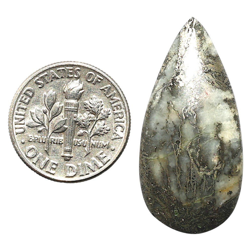 Natural Feder Pyrite 15x31.15x5.5 mm Pear Shape Polished Gemstone LS99-09862