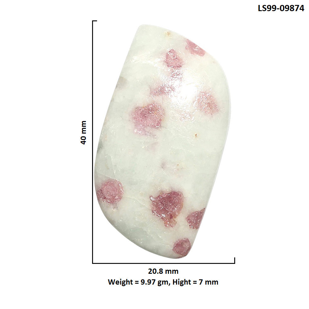 Natural Pink Tourmaline in Quartz 20.8x40x7 mm Fancy Shape Polished Gemstone LS99-09874