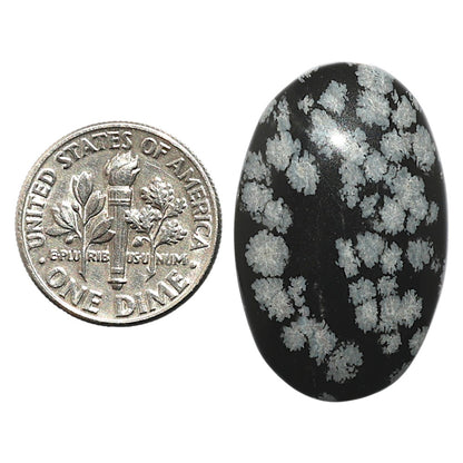 Natural Snow Flake Obsidian 18.3x29.25x5.7 mm Oval Shape Polished Gemstone LS99-09936