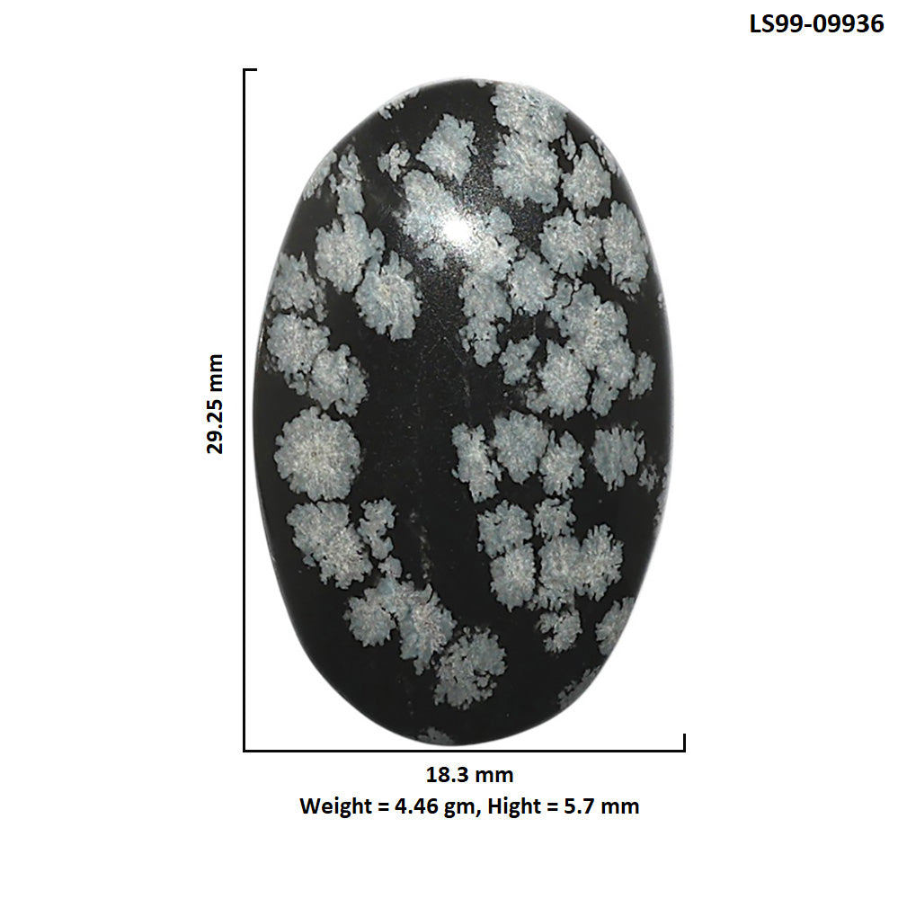 Natural Snow Flake Obsidian 18.3x29.25x5.7 mm Oval Shape Polished Gemstone LS99-09936