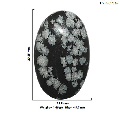 Natural Snow Flake Obsidian 18.3x29.25x5.7 mm Oval Shape Polished Gemstone LS99-09936