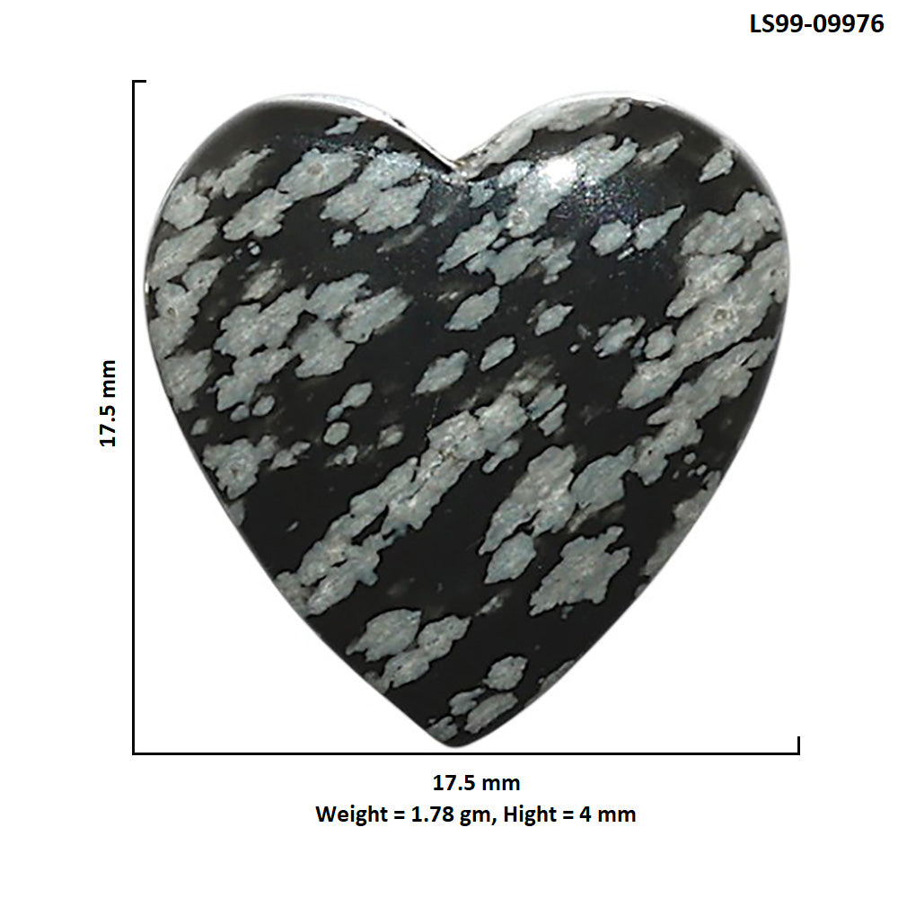 Natural Snow Flake Obsidian 17.5x17.5x4 mm Heart Shape Polished Gemstone LS99-09976